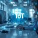 IT engineer monitoring connected IoT devices and real-time data dashboards in a modern smart workplace.