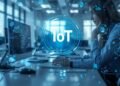 Internet of Things (IoT) showing connected devices communicating through smart networks