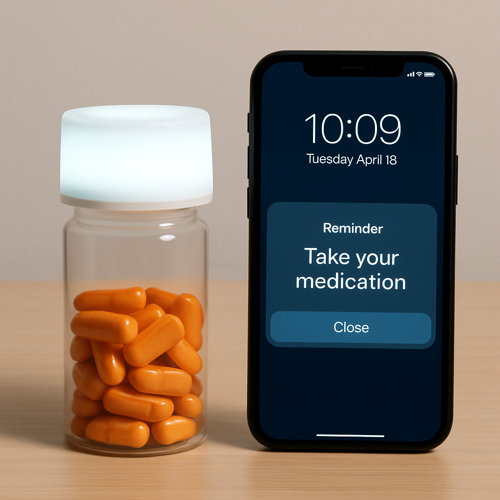 Smart pill bottle and mobile reminder supporting medication adherence through IoMT technology